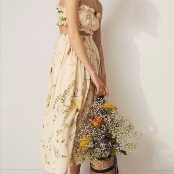 H&M Conscious Meadow Flowers Collection Butter Yellow Long Midi  Skirt Size M - Picture 3 of 14